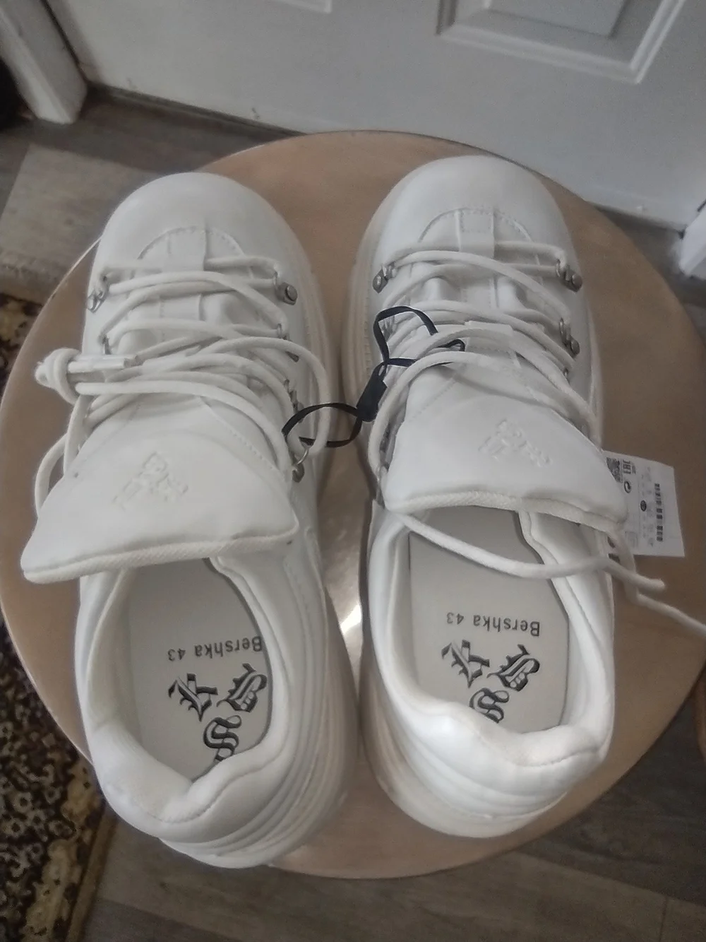 Bershka White Chunky Platform Lace-Up Sneakers